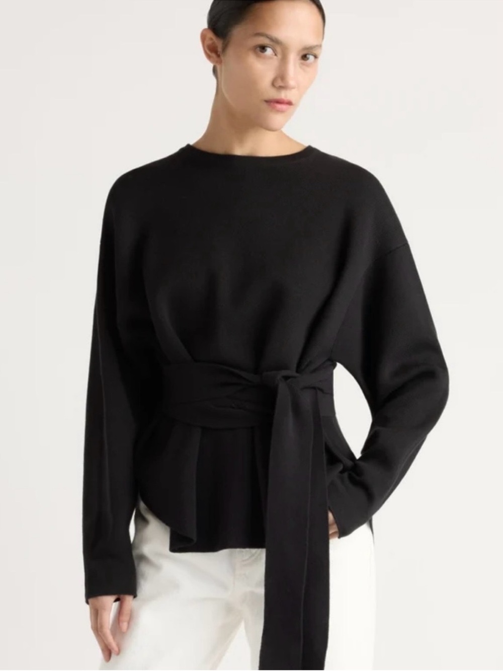 NWOT Modern Citizen - Black Tie-Waist Crewneck Sweater - Women - small